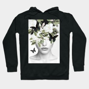 Woman With Flowers and Butterflies 3 Hoodie